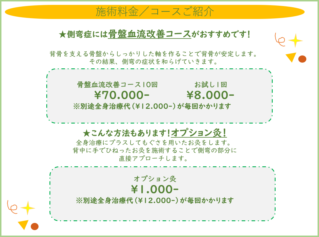 側弯症鍼灸治療料金コース