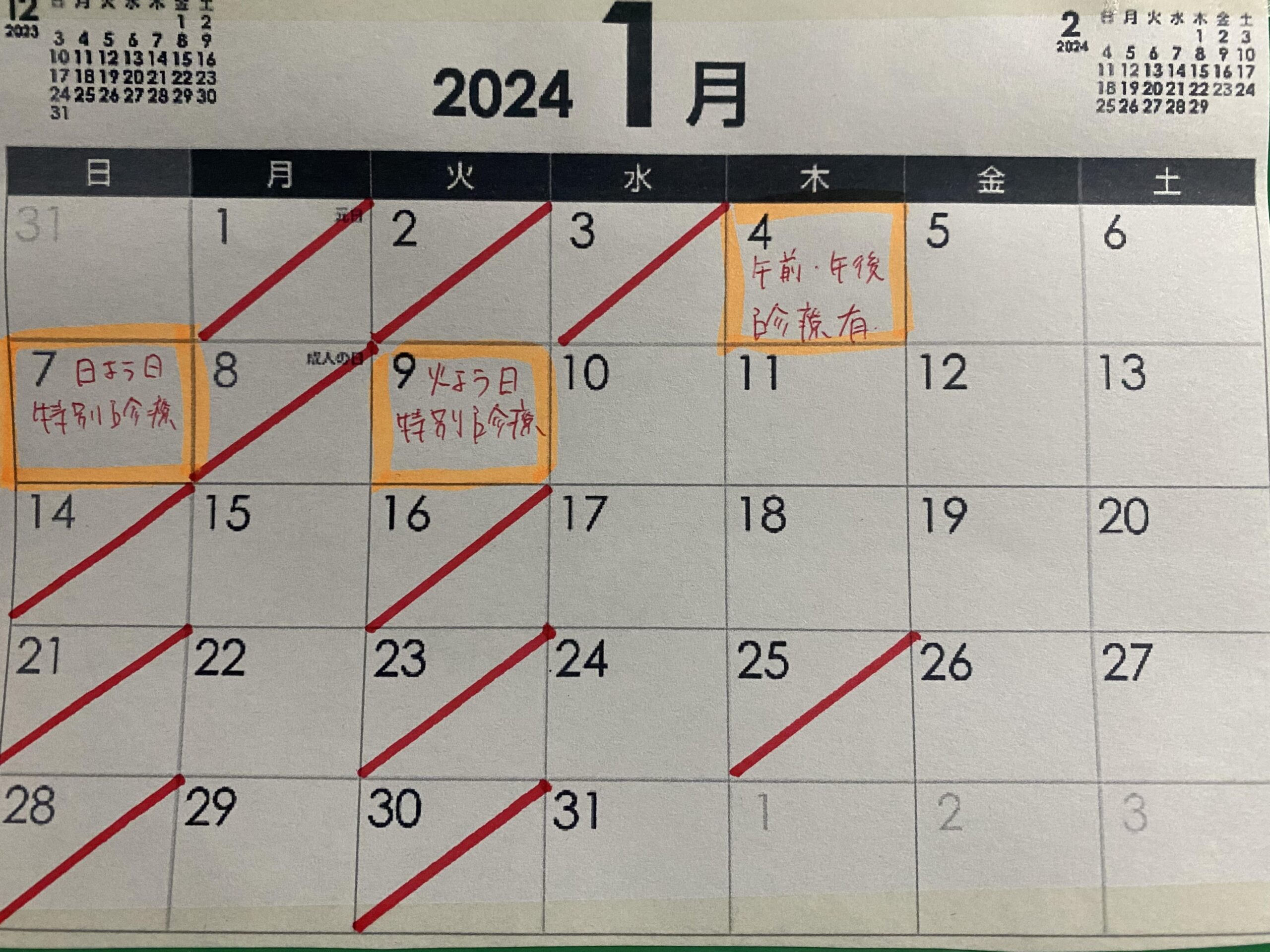 2024年1月診療まり鍼灸院